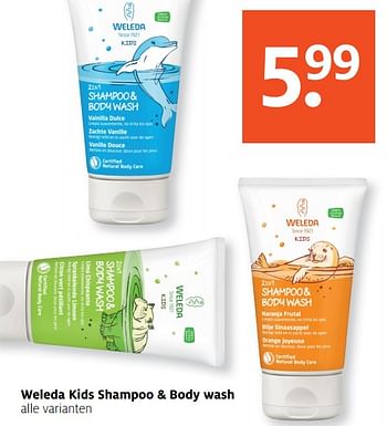 Aanbiedingen Weleda kids shampoo + body wash - Weleda - Geldig van 31/07/2017 tot 13/08/2017 bij Etos