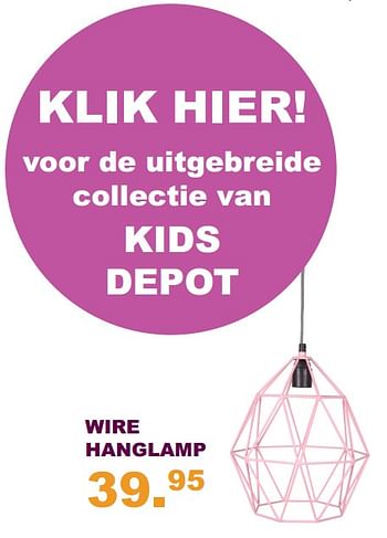 Aanbiedingen Wire hanglamp - KidsDepot  - Geldig van 30/07/2017 tot 10/09/2017 bij Baby & Tiener Megastore
