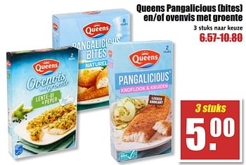 Aanbiedingen Queens pangalicious bites en-of ovenvis met groente - Queens - Geldig van 31/07/2017 tot 05/08/2017 bij MCD Supermarkten