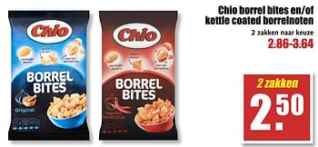 Aanbiedingen Chio borrel bites en-of kettle coated borrelnoten - Chio - Geldig van 31/07/2017 tot 05/08/2017 bij MCD Supermarkten