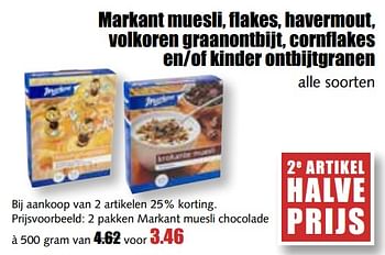 Aanbiedingen 2 pakken markant muesli chocolade - Markant - Geldig van 31/07/2017 tot 05/08/2017 bij MCD Supermarkten