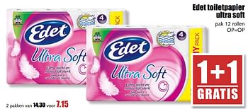 Aanbiedingen Edet toiletpapier ultra soft - Edet - Geldig van 31/07/2017 tot 05/08/2017 bij MCD Supermarkten