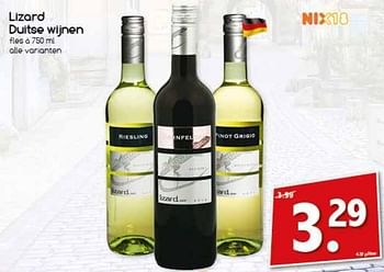 Aanbiedingen Lizard duitse wijnen - Witte wijnen - Geldig van 31/07/2017 tot 06/08/2017 bij Agrimarkt