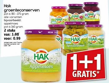 Aanbiedingen Hak groenteconserven - Hak - Geldig van 31/07/2017 tot 06/08/2017 bij Agrimarkt