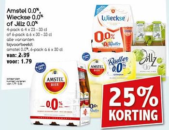 Aanbiedingen Amstel 0.0%, wieckse 0.0% of jillz 0.0% - Huismerk - Agrimarkt - Geldig van 31/07/2017 tot 06/08/2017 bij Agrimarkt