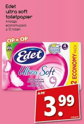 Aanbiedingen Edet ultra soft toiletpapier - Edet - Geldig van 31/07/2017 tot 06/08/2017 bij Agrimarkt