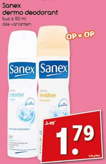 Aanbiedingen Sanex dermo deodorant - Sanex - Geldig van 31/07/2017 tot 06/08/2017 bij Agrimarkt