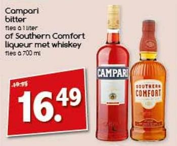 Aanbiedingen Campari bitter of southern comfort liqueur met whiskey - Huismerk - Agrimarkt - Geldig van 31/07/2017 tot 06/08/2017 bij Agrimarkt