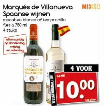 Aanbiedingen Marqués de villanueva spaanse wijnen - Rode wijnen - Geldig van 31/07/2017 tot 06/08/2017 bij Agrimarkt