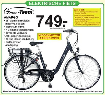 Aanbiedingen Elektrische fiets amargo - Green-Team - Geldig van 31/07/2017 tot 19/08/2017 bij Van Cranenbroek