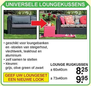 Aanbiedingen Universele lounge rugkussen - Huismerk - Van Cranenbroek - Geldig van 31/07/2017 tot 19/08/2017 bij Van Cranenbroek