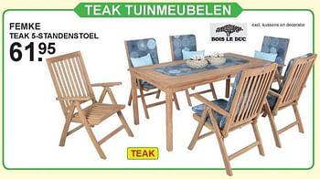 Aanbiedingen Teak tuinmeubelen femke 5-standenstoel - Bois le Duc - Geldig van 31/07/2017 tot 19/08/2017 bij Van Cranenbroek