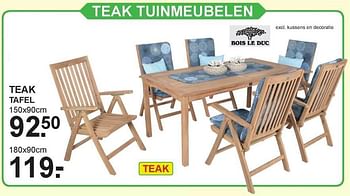Aanbiedingen Teak tafel - Bois le Duc - Geldig van 31/07/2017 tot 19/08/2017 bij Van Cranenbroek