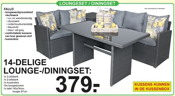 Aanbiedingen 14-delige loungeset - diningset - Huismerk - Van Cranenbroek - Geldig van 31/07/2017 tot 19/08/2017 bij Van Cranenbroek