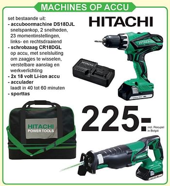 Aanbiedingen Hitachi machines op accu - Hitachi - Geldig van 31/07/2017 tot 19/08/2017 bij Van Cranenbroek