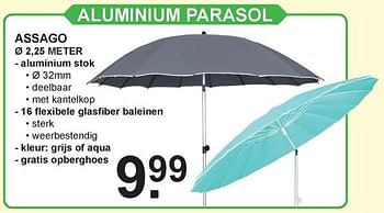 Aanbiedingen Aluminium parasol assago - Huismerk - Van Cranenbroek - Geldig van 31/07/2017 tot 19/08/2017 bij Van Cranenbroek