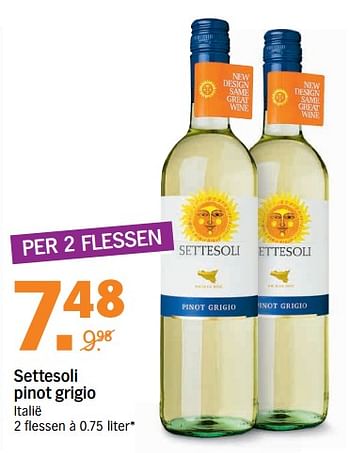 Aanbiedingen Settesoli pinot grigio italië - Witte wijnen - Geldig van 31/07/2017 tot 06/08/2017 bij Albert Heijn