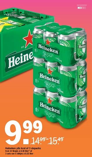 Aanbiedingen Heineken pils krat of 3 sixpacks - Heineken - Geldig van 31/07/2017 tot 06/08/2017 bij Albert Heijn