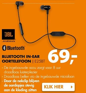Aanbiedingen Jbl bluetooth in-ear oortelefoon e25bt - JBL - Geldig van 31/07/2017 tot 06/08/2017 bij Expert