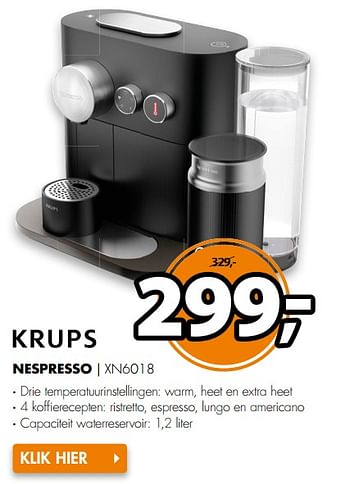 Aanbiedingen Krups nespresso xn6018 - Krups - Geldig van 31/07/2017 tot 06/08/2017 bij Expert