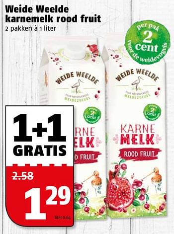 Aanbiedingen Weide weelde karnemelk rood fruit - Weide Weelde - Geldig van 31/07/2017 tot 06/08/2017 bij Poiesz
