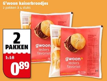 Aanbiedingen G`woon kaiserbroodjes - Gâ€™woon - Geldig van 31/07/2017 tot 06/08/2017 bij Poiesz