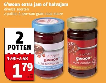 Aanbiedingen G`woon extra jam of halvajam - Gâ€™woon - Geldig van 31/07/2017 tot 06/08/2017 bij Poiesz