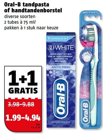 Aanbiedingen Oral-b tandpasta of handtandenborstel - Oral-B - Geldig van 31/07/2017 tot 06/08/2017 bij Poiesz
