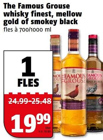 Aanbiedingen The famous grouse whisky finest, mellow gold of smokey black - The Famous Grouse - Geldig van 31/07/2017 tot 06/08/2017 bij Poiesz