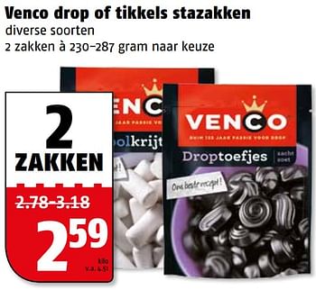Aanbiedingen Venco drop of tikkels stazakken - Venco - Geldig van 31/07/2017 tot 06/08/2017 bij Poiesz