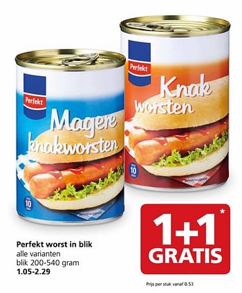 Aanbiedingen Perfekt worst in blik - Perfekt - Geldig van 31/07/2017 tot 06/08/2017 bij Jan Linders