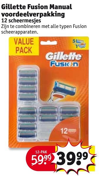 Aanbiedingen Gillette fusion manual voordeelverpakking - Gillette - Geldig van 01/08/2017 tot 06/08/2017 bij Kruidvat