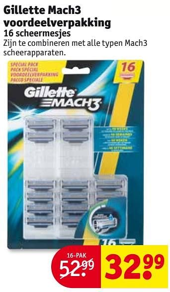 Aanbiedingen Gillette mach3 voordeelverpakking - Gillette - Geldig van 01/08/2017 tot 06/08/2017 bij Kruidvat