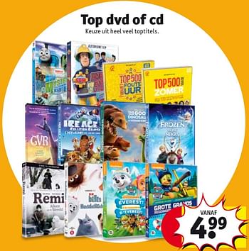 Aanbiedingen Top dvd of cd - Huismerk - Kruidvat - Geldig van 01/08/2017 tot 06/08/2017 bij Kruidvat