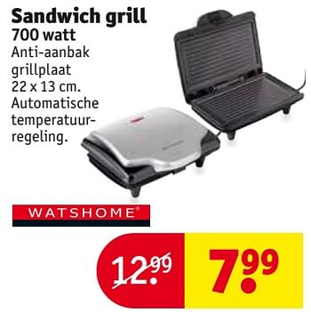 Aanbiedingen Sandwich grill - Watshome - Geldig van 01/08/2017 tot 06/08/2017 bij Kruidvat
