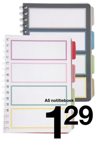 Aanbiedingen A5 notitieboek - Huismerk - Zeeman  - Geldig van 05/08/2017 tot 12/08/2017 bij Zeeman