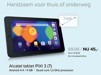 Aanbiedingen Alcatel tablet pixi 3 - Alcatel - Geldig van 31/07/2017 tot 13/08/2017 bij Kijkshop