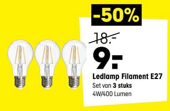 Aanbiedingen Ledlamp filament e27 - Huismerk - Kwantum - Geldig van 31/07/2017 tot 13/08/2017 bij Kwantum
