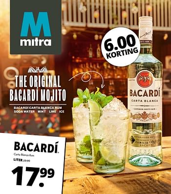 Aanbiedingen Bacardi carta blanca rum - Bacardi - Geldig van 31/07/2017 tot 12/08/2017 bij Mitra