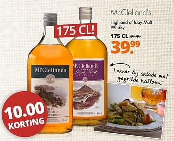 Aanbiedingen Mcclelland`s highland of islay malt whisky - Highland - Geldig van 31/07/2017 tot 12/08/2017 bij Mitra