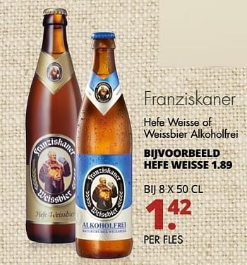 Aanbiedingen Franziskaner hefe weisse of weissbier alkoholfrei - Franziskaner - Geldig van 31/07/2017 tot 12/08/2017 bij Mitra