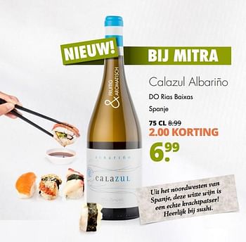 Aanbiedingen Calazul albariño do rias baixas spanje - Witte wijnen - Geldig van 31/07/2017 tot 12/08/2017 bij Mitra