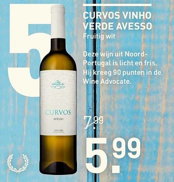 Aanbiedingen Curvos vinho verde avesso fruitig wit - Witte wijnen - Geldig van 31/07/2017 tot 13/08/2017 bij Gall & Gall