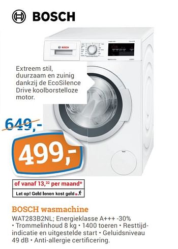 Aanbiedingen Bosch wasmachine wat283b2nl - Bosch - Geldig van 31/07/2017 tot 13/08/2017 bij BCC