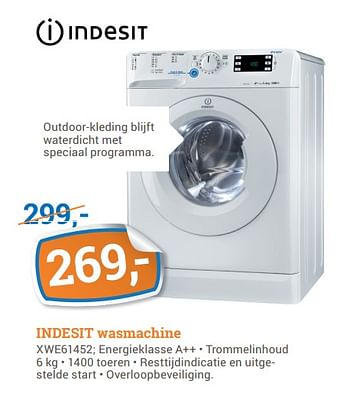 Aanbiedingen Indesit wasmachine xwe61452 - Indesit - Geldig van 31/07/2017 tot 13/08/2017 bij BCC