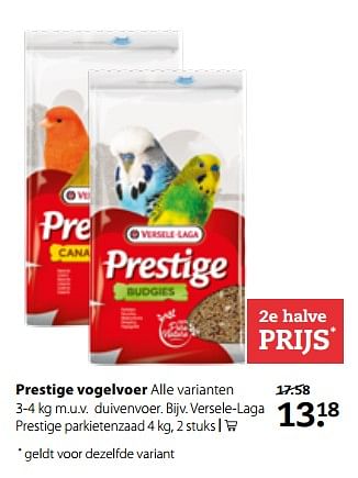 Aanbiedingen Prestige vogelvoer - Versele-Laga - Geldig van 31/07/2017 tot 20/08/2017 bij Boerenbond