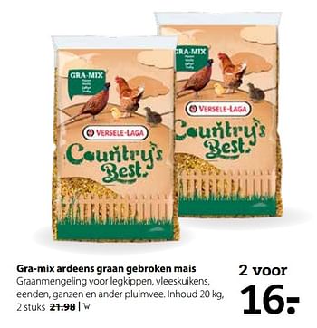 Aanbiedingen Gra-mix ardeens graan gebroken mais - Versele-Laga - Geldig van 31/07/2017 tot 20/08/2017 bij Boerenbond