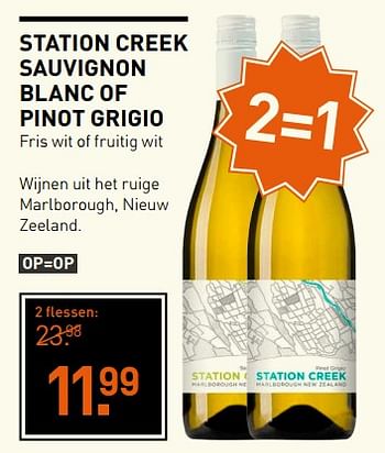 Aanbiedingen Station creek sauvignon blanc of pinot grigio - Witte wijnen - Geldig van 31/07/2017 tot 13/08/2017 bij Gall & Gall