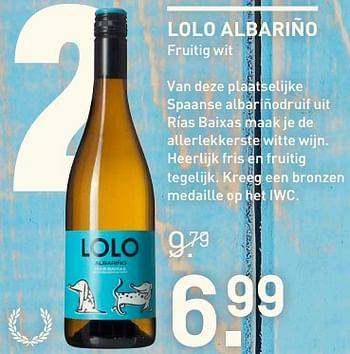 Aanbiedingen Lolo albariño fruitig wit - Witte wijnen - Geldig van 31/07/2017 tot 13/08/2017 bij Gall & Gall