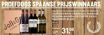 Aanbiedingen Proefdoos spaanse prijswinnaars - Rode wijnen - Geldig van 31/07/2017 tot 13/08/2017 bij Gall & Gall